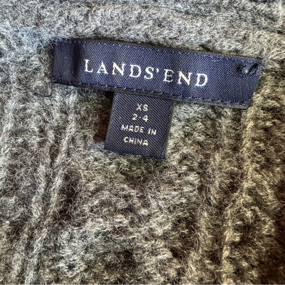 Land's End Cashmere Cardigan Cable Knit Shawl Collar, Gray, Size XS/S - Picture 4 of 9